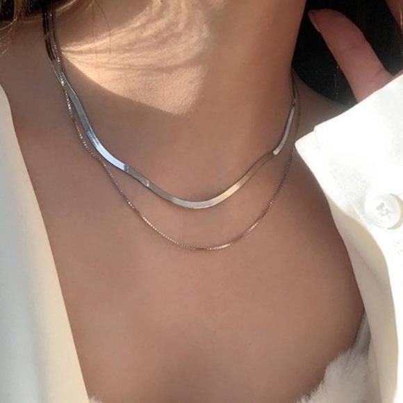 Jewelry - NEW 925 STERLING SILVER DOUBLE LAYER NECKLACE